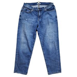 Eileen Fisher -22 Stretch Organic Cotton Boyfriend Jeans Mid-Rise Distressed‎ 6